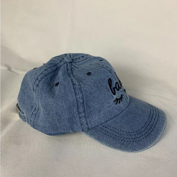 Rue 21 Womens Baseball Cap Denim Distressed Blue with Adjustacle Strap🌺 - Picture 2 of 4